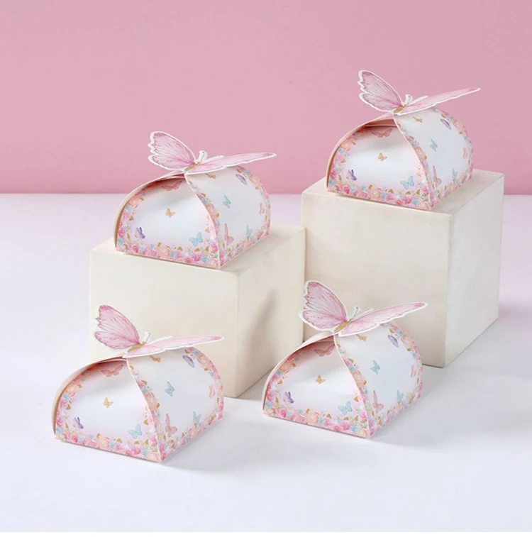Pink Butterfly Candy Boxes – Gift Packing Bags for Girl Birthday, Baby Shower, Party Fa... - SKU CCB02009 - UGI Packaging