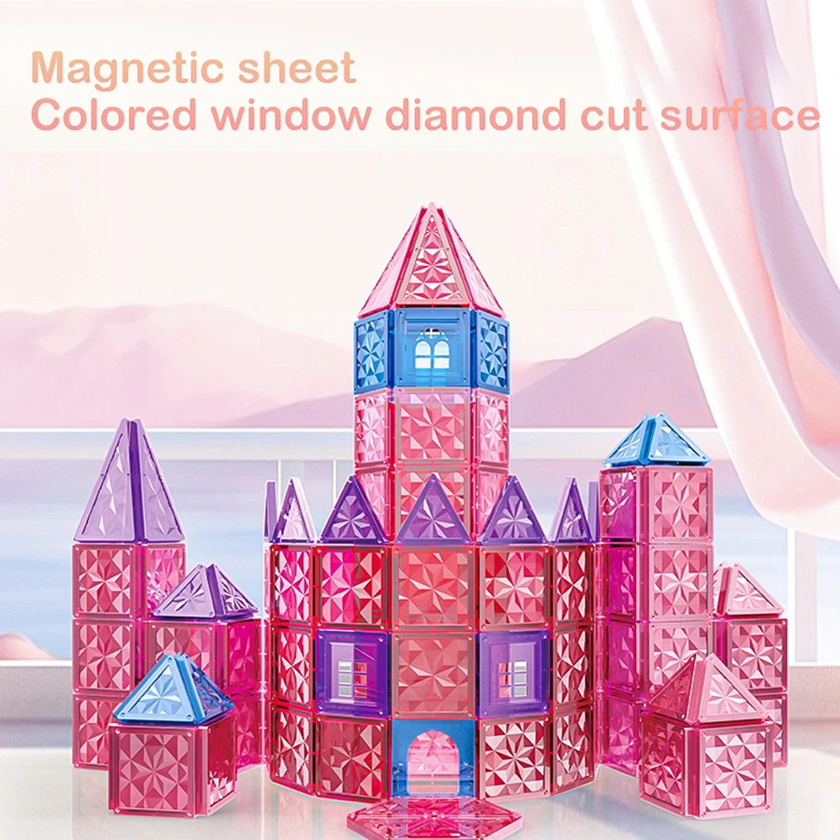 Princess Magnetic Tile Castle 3D Building Block Set-Sensory STEM Educational Building Toddler Kids Toys-Pink Magnetic Buildi