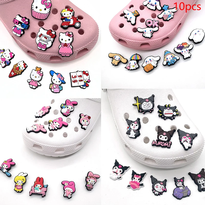 

10 шт. подвески для обуви Sanrio Kawaii Hello Kitty Аксессуары для обуви Украшение DIY сандалии для детей Подарки