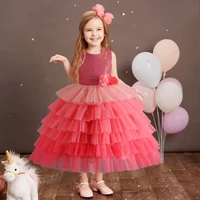 Stunning Little Big Girls 3D Flower Girl Birthday Party Pageant Graduation Ceremony Rainbow Layered Ruffled Cupcake Tutu Dress 1