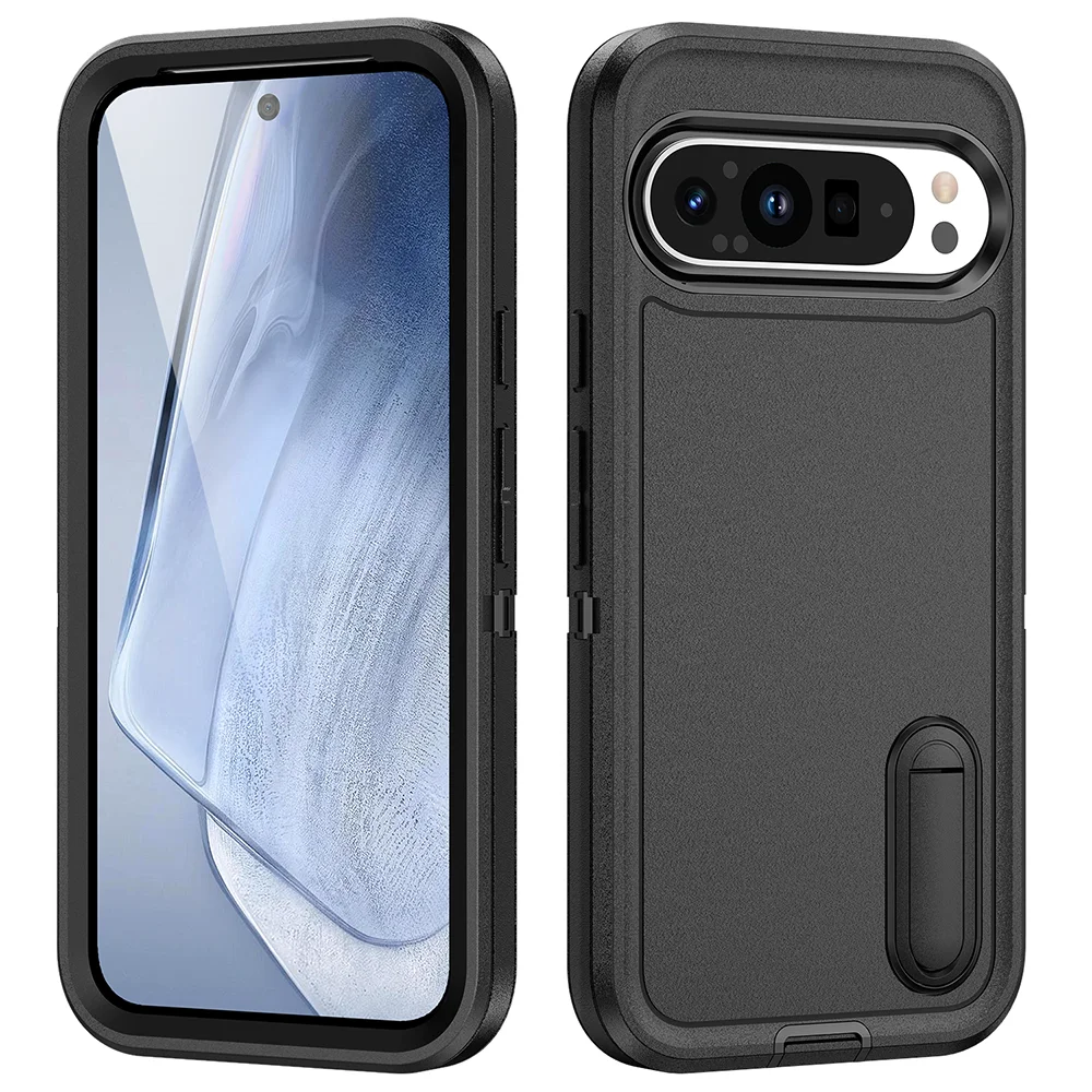 Heavy Duty Dual-Layer Armor Case with Kickstand - Military Grade Defender Matte Back Cover