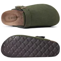 Smile – Mules en cuir pour femmes, pantoufles, sabots en daim avec sangle réglable, semelle intérieure en liège, chaussures d'extérieur confortables pour pommes de terre unisexes 2