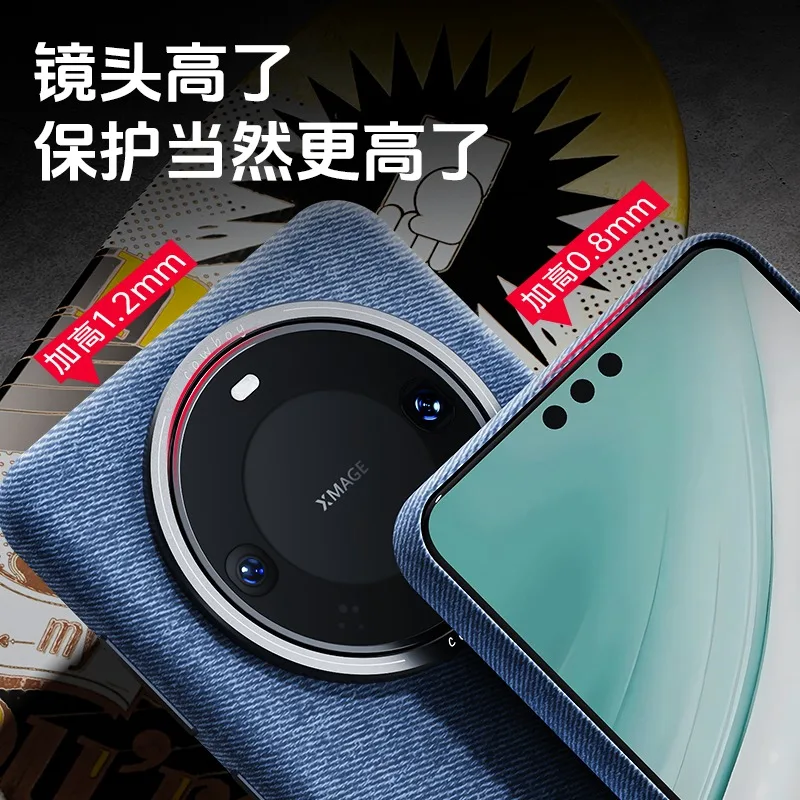 Luxury Linen Leather Magnetic Shockproof Cover with Metal Lens Protection