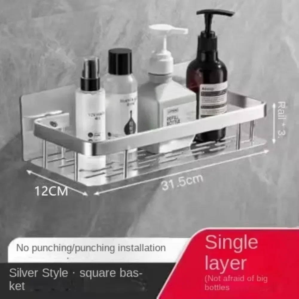 Space-Saving Corner Shelf No-Drill Wall Mounted Rack for Bathroom Shower or Kitchen Aluminum Storage Organizer