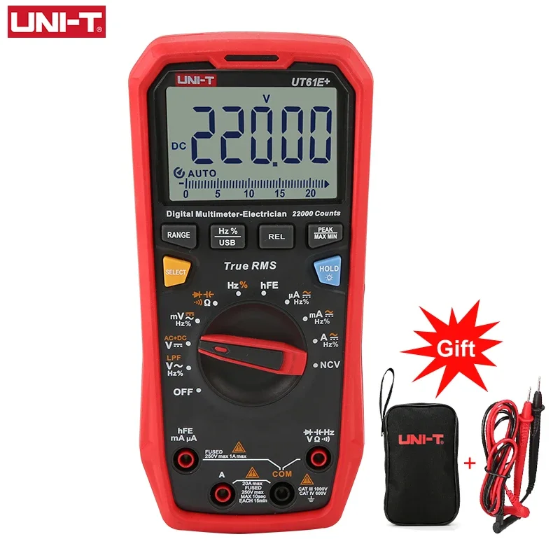 UNI-T UT61E+ Smart Professional Digital Display Multimeter Tester Unit True RMS Auto Range 6000 Counts DC AC 1000V Tester