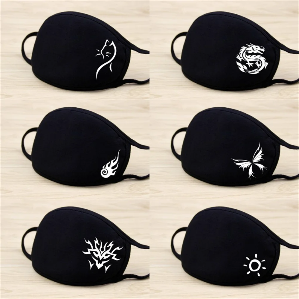 Fashion Face Mask Dragon Butterfly Scorpion deer Cartoon Anime Masks Half Face Mouth Muffle Dustproof Masks Anti-dust Black Mask face mask