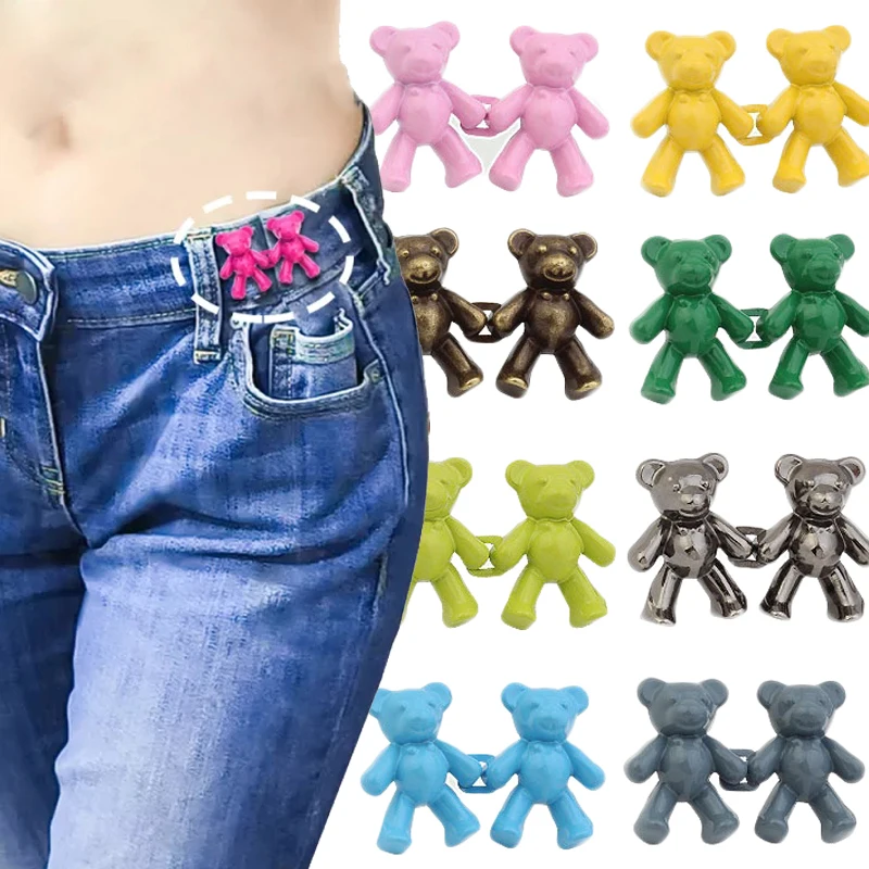 

Съемные металлические пуговицы в виде медведя, застежка, булавка для брюк, выдвижная пуговица, пряжки без шитья для джинсов, идеальная посадка, уменьшение талии