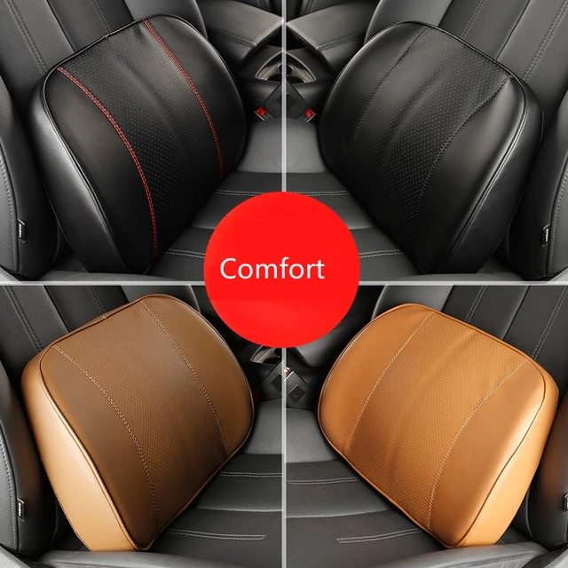 Car Waist Lumbar Support Cushion Fiber Leather Back Pillow For Car Travel Seat  Supports Memory Foam Back Pain Pillow For Driving - Seat Supports -  AliExpress