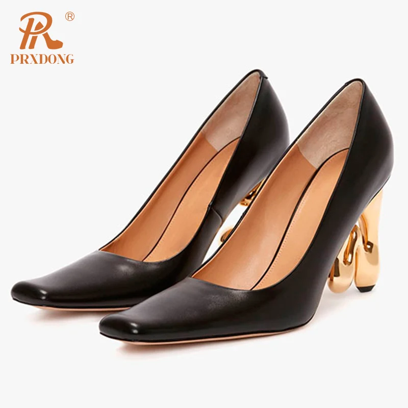 

PRXDONG New Classics Spring Summer Shoes Woman Pumps Sexy High Heels Square Toe Black Beige Dress Party Office Lady Size 34-43