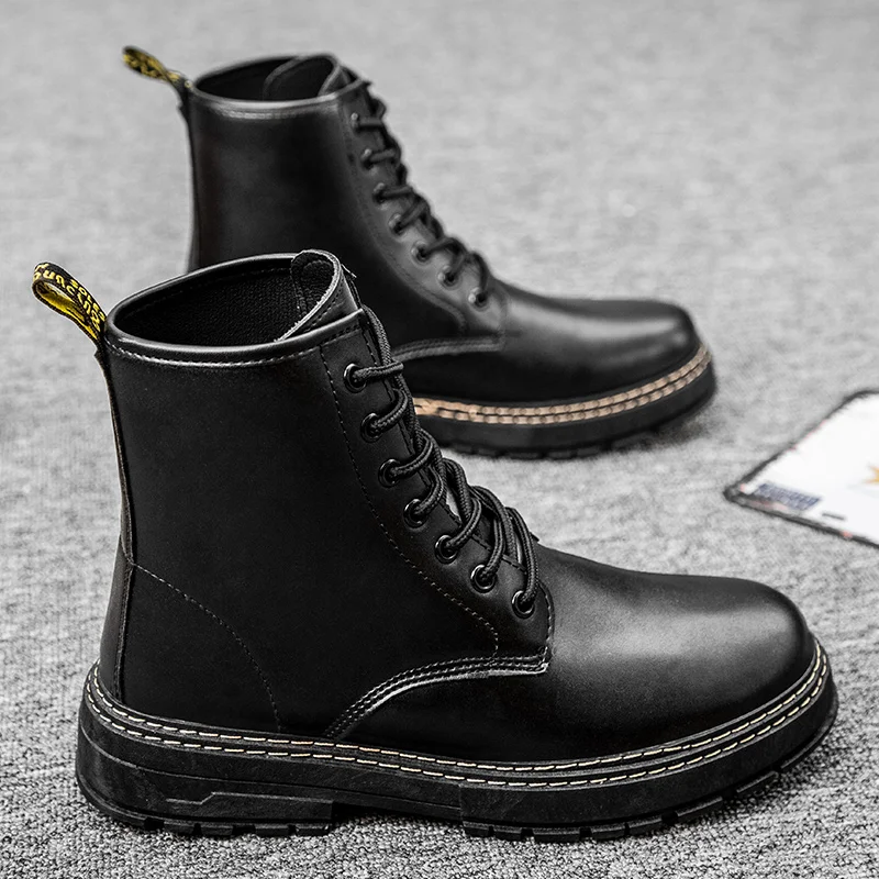 

Motorcycle Boots Man Black Shoes Ankle Boot Anti-slip Wear-resistant High Top Spring and Autumn Main Push Trendy Comfortable