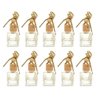 D0AD-Car Hanging Glass Bottle, Empty Dispenser, Refillable Essential Oils Diffuser, Air Fresher Pendant, 10Pcs 1