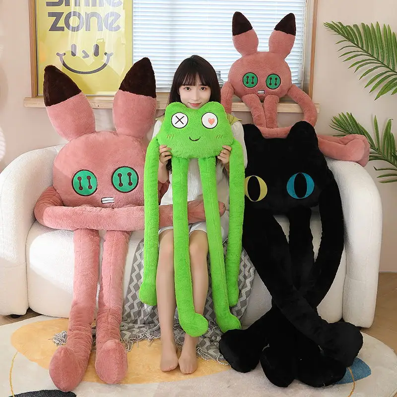 Cute Long Legged Animal Pillow Black Cat Toy Rabbit Throw Pillow Girl Sleeps Cushion Super Large Doll Huge Plush Toy