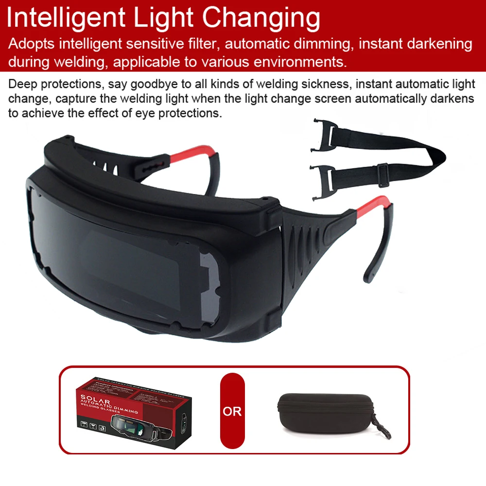 Headwear Automatic Dimming Welding Goggles Large View True Color Auto Darkening Protective Glasses for Arc Welding Grinding welding goggles