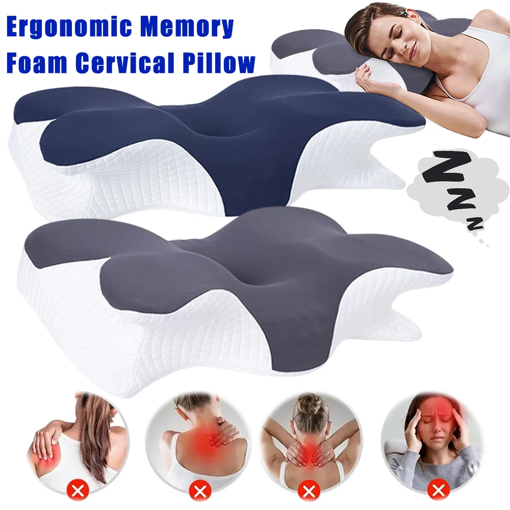 Memory Foam Neck Pillow Butterfly Shape Sleep Cervical Pillow Slow Rebound Comfortable Ergonomic Contour Orthopedic Neck Pillow 3