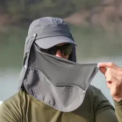 360 Degrees Coverage Practical Mesh Face Neck Flap Baseball Cap Solid Color Sun Cap Sunscreen for Running