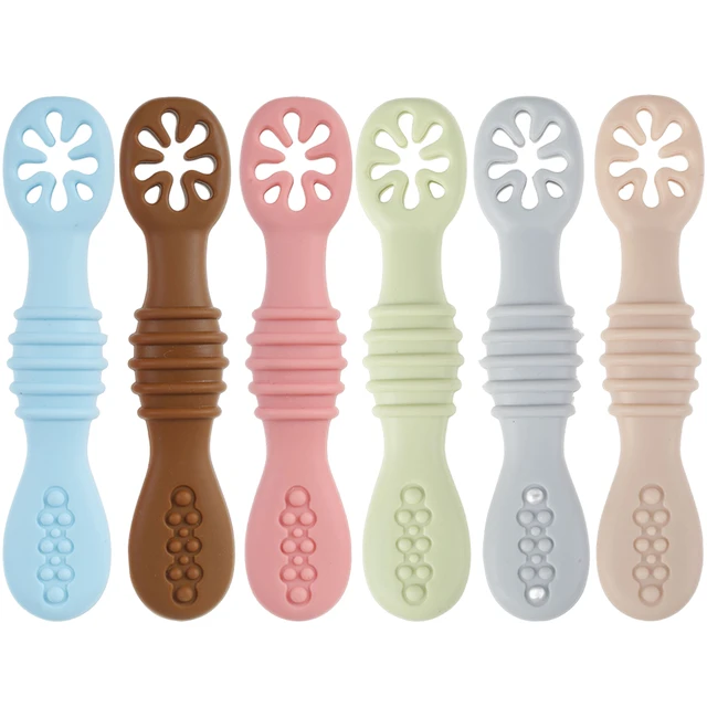 6pcs Of Silicone Baby Spoons And Forks Over 6 Months Old And Up