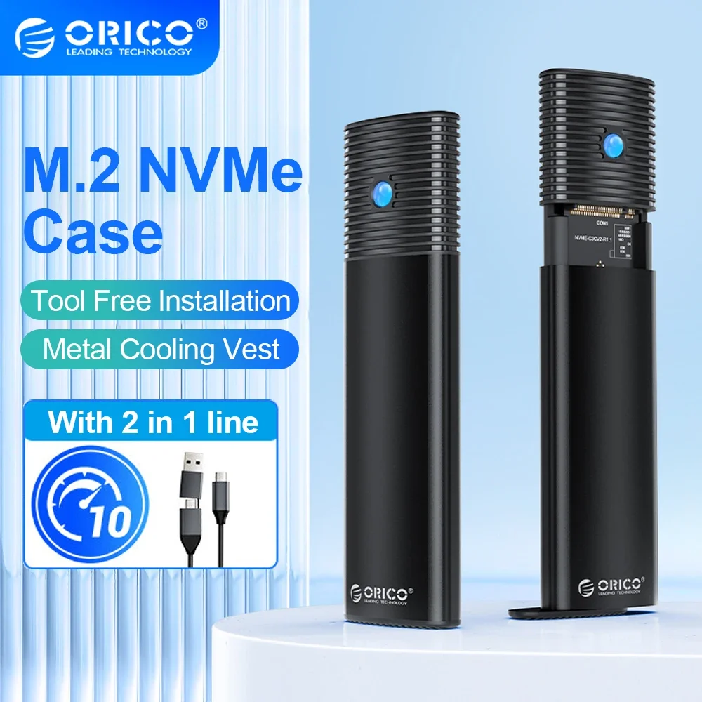 Orico m2 Ssd Enclosure Nvme Sata 10gbps Pcie Ssd Box para M.2 Nvme Ngff Sata Ssd Disk Tool Tipo-c M.2 Ssd Case For pc Case