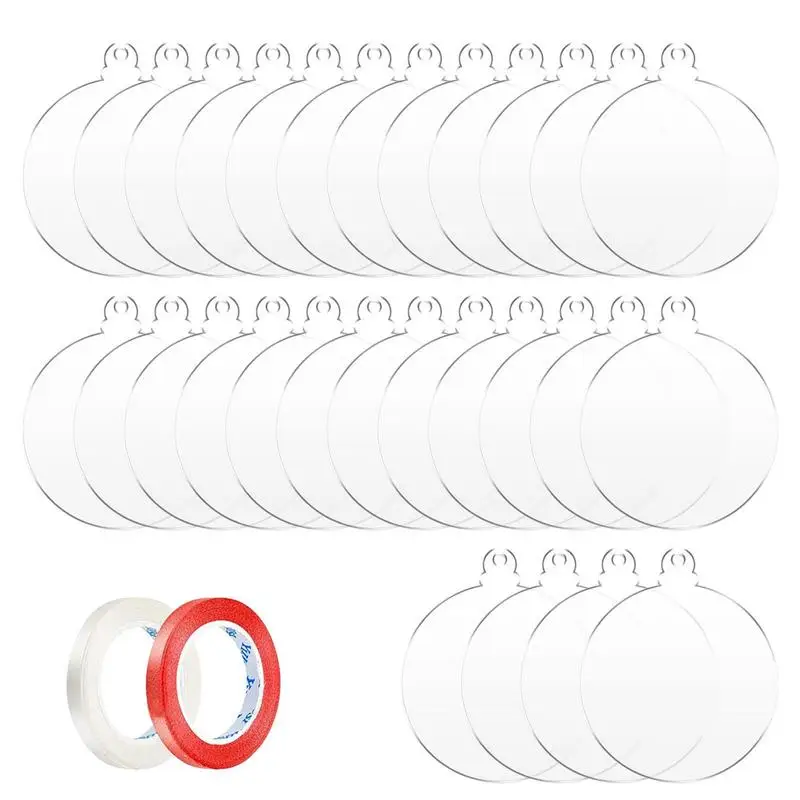

Blank Christmas Tree Ornaments Clear Round Blanks Disc DIY Ornament Multi-Purpose Decoration Accessory For Bedroom And Living