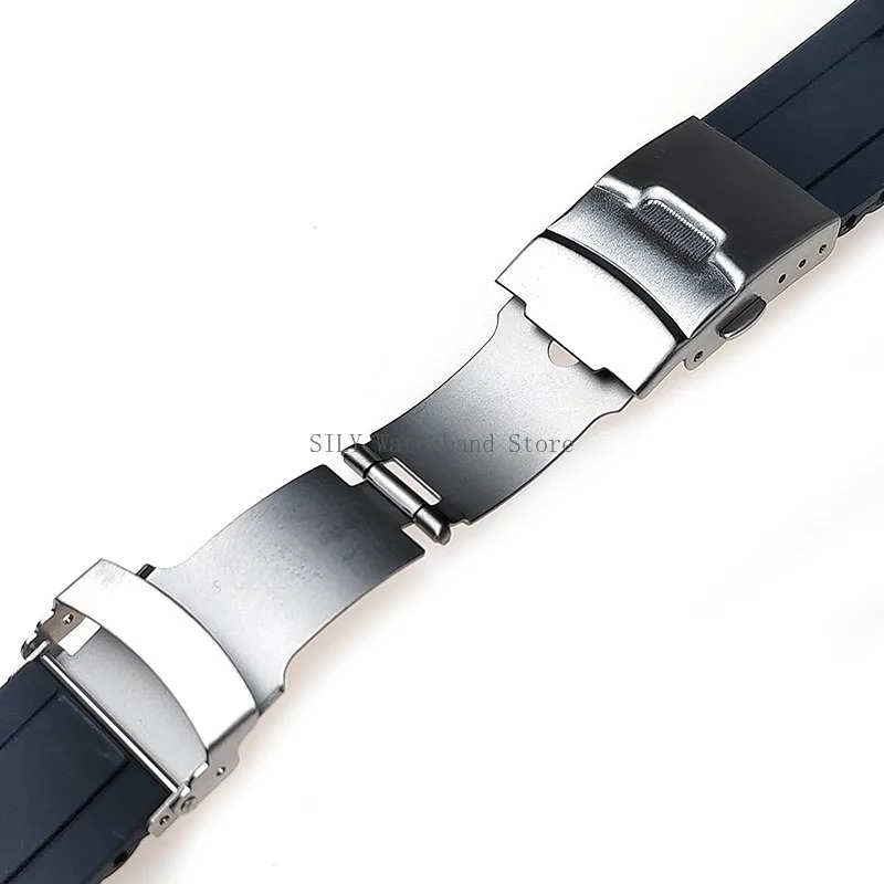 Curved Silicone Sport Watch Band with Folding Buckle - Unisex Replacement Wristband Bracelet