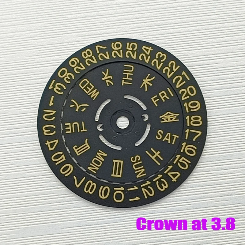 Elegant Black and Gold Kanji Date Week Wheel for Mechanical Movement Watch