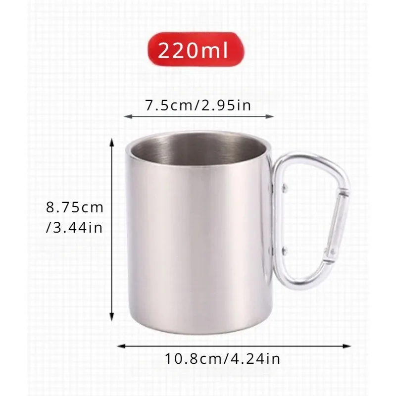220/300ml Camping Travel Stainless Steel Cup 6