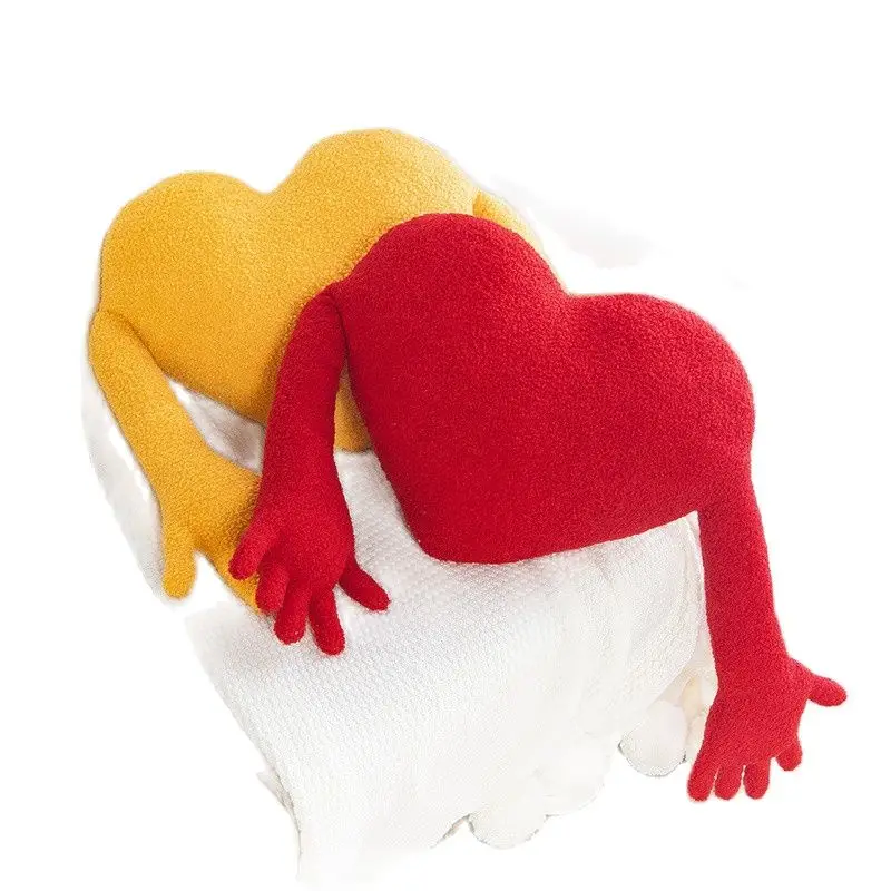 

Creative Special Shaped Red Love Heart Pillow Modern Sofa Living Room Hearts With Long Arms Abstract Cushion Hug Throw Pillow