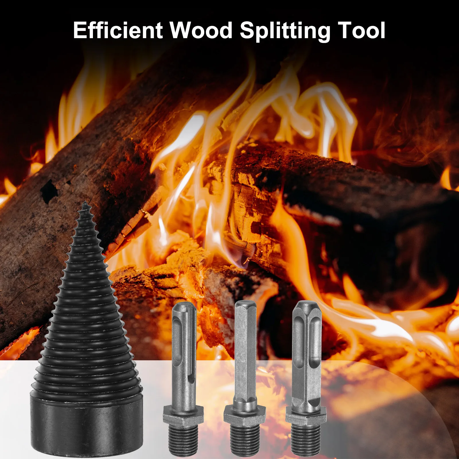 4Pcs/1Set Firewood Log Splitter Drill Bit Removable Drill Bits Electric Drills Screw Cone Driver with Shafts Hand Tools