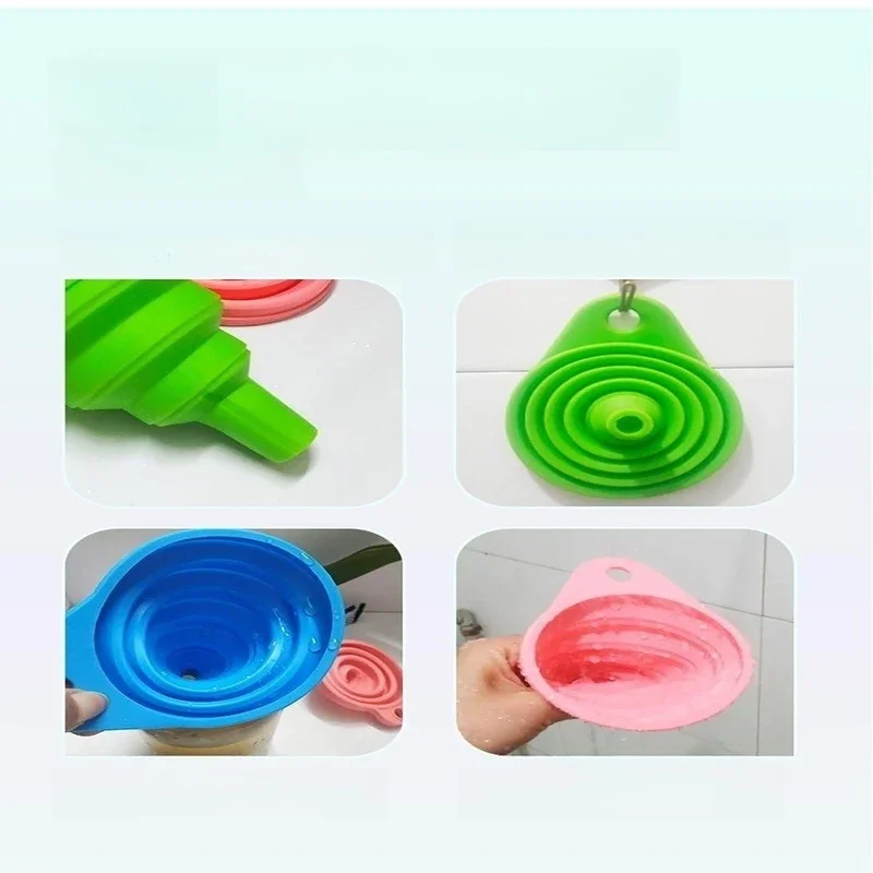 4 Piece Food Grade Silicone Funnel Set,Collapsible Kitchen Gadgets Accessories,,For Filling Water Bottles,Liquid Transfer