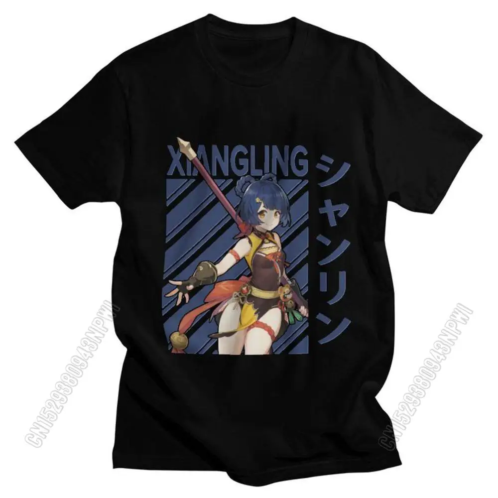 

Xiangling Genshin Impact T Shirts Men 100% Cotton Tee Tops Anime Game Tshirts Printed T-Shirt Harajuku Clothing
