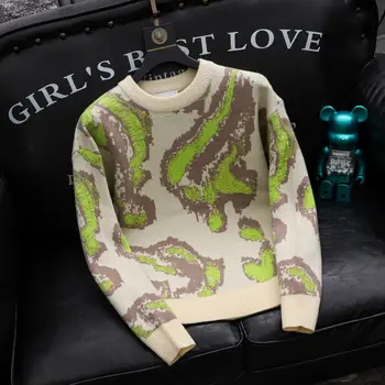 Maglione jacquard Graffiti moda 2025 Autunno e inverno nuovi uomini maglione lavorato a maglia girocollo pullover maglione versatile alla moda 1