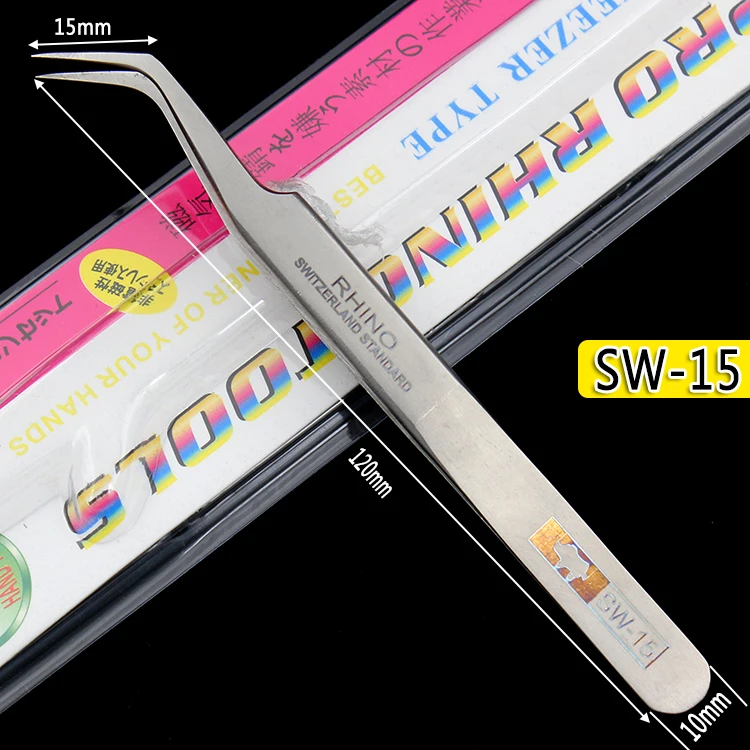 RHINO SW Series Frosted Anti-Magnetic & Anti-Acid Precision Tweezers with Swiss Technology