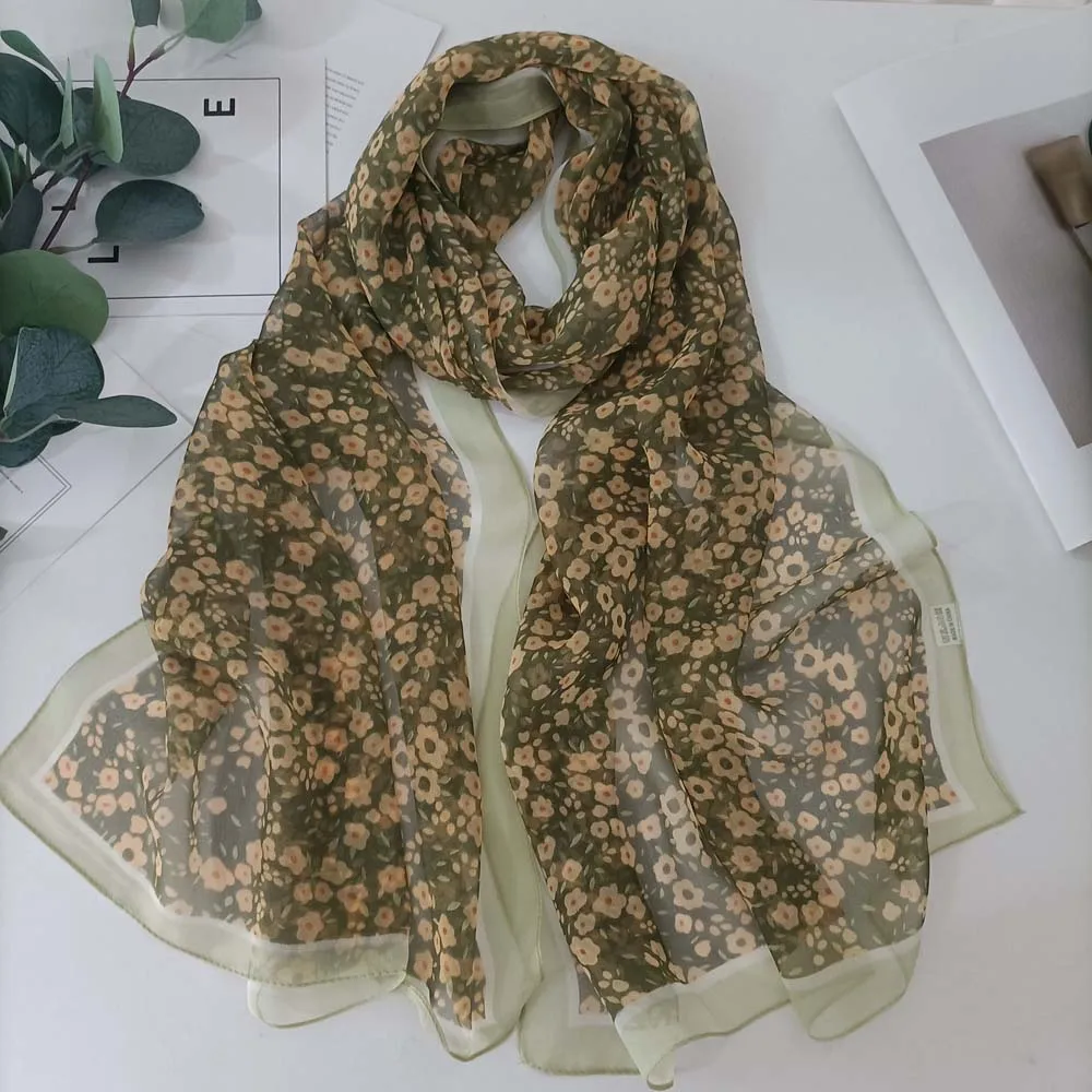 Elegant Women's Chiffon Georgette Bandana Scarf - Green Grass Summer Edition