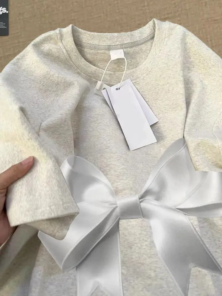 

Korean pure cotton 2024 summer new style American niche trendy brand bow print short-sleeved loose top t-shirt women y2k trendy