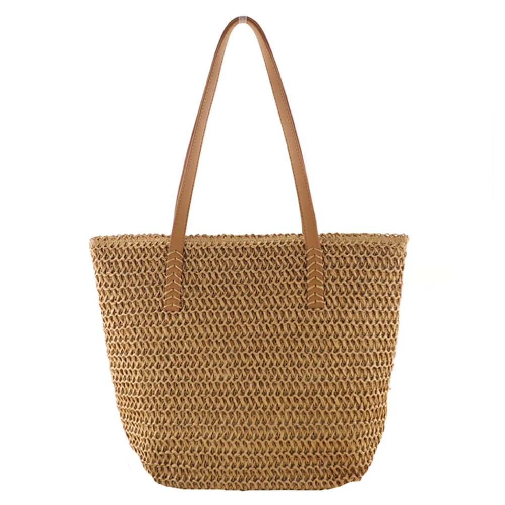 High Capacity Large Summer Beach Straw Bags 2022 Simple Luxury Fashion Travel Ladies Shoulder Handbags Top Handle Totes