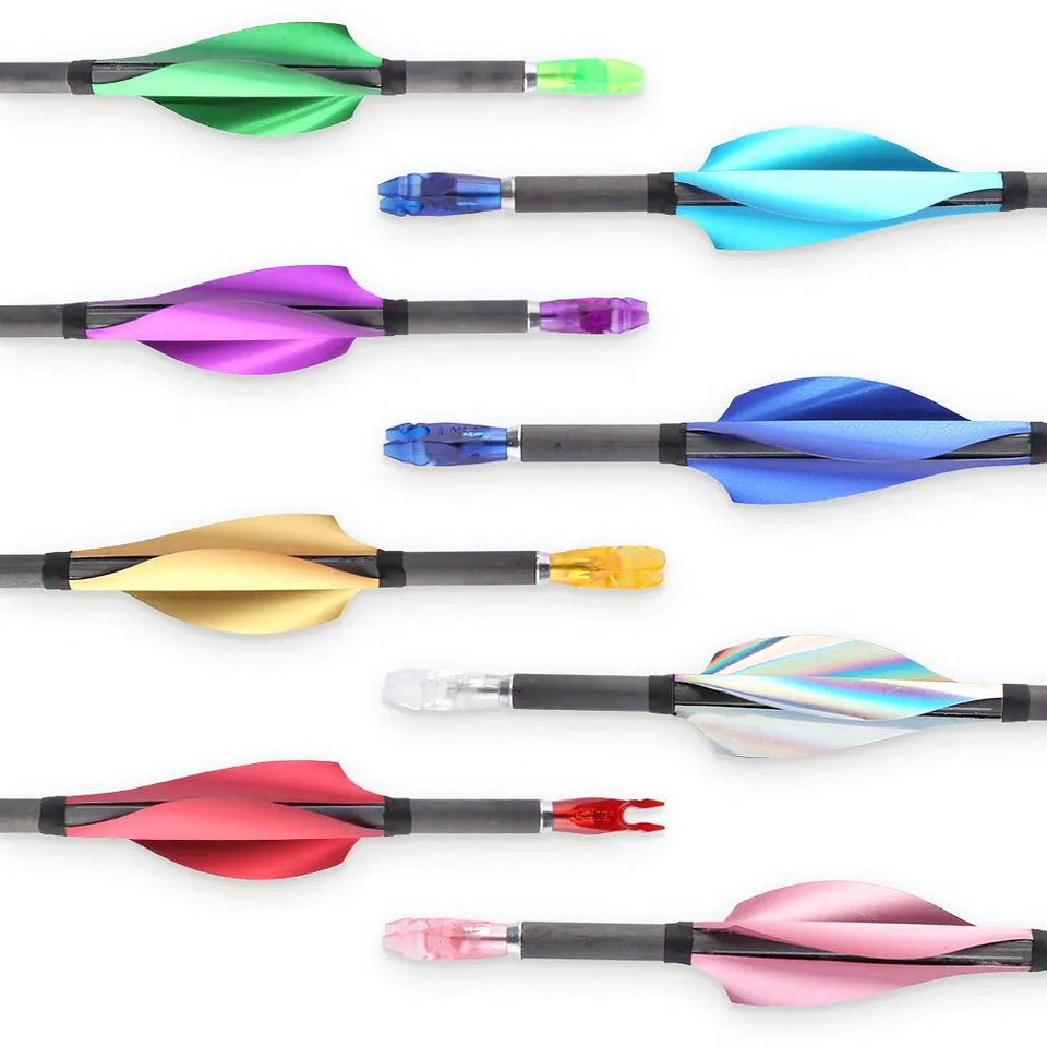 50pcs tir à l'arc plume Spin Vanes1.8in bricolage spirale flèche Fletching aile droite Plume avec autocollant bande chasse tir accessoires  18