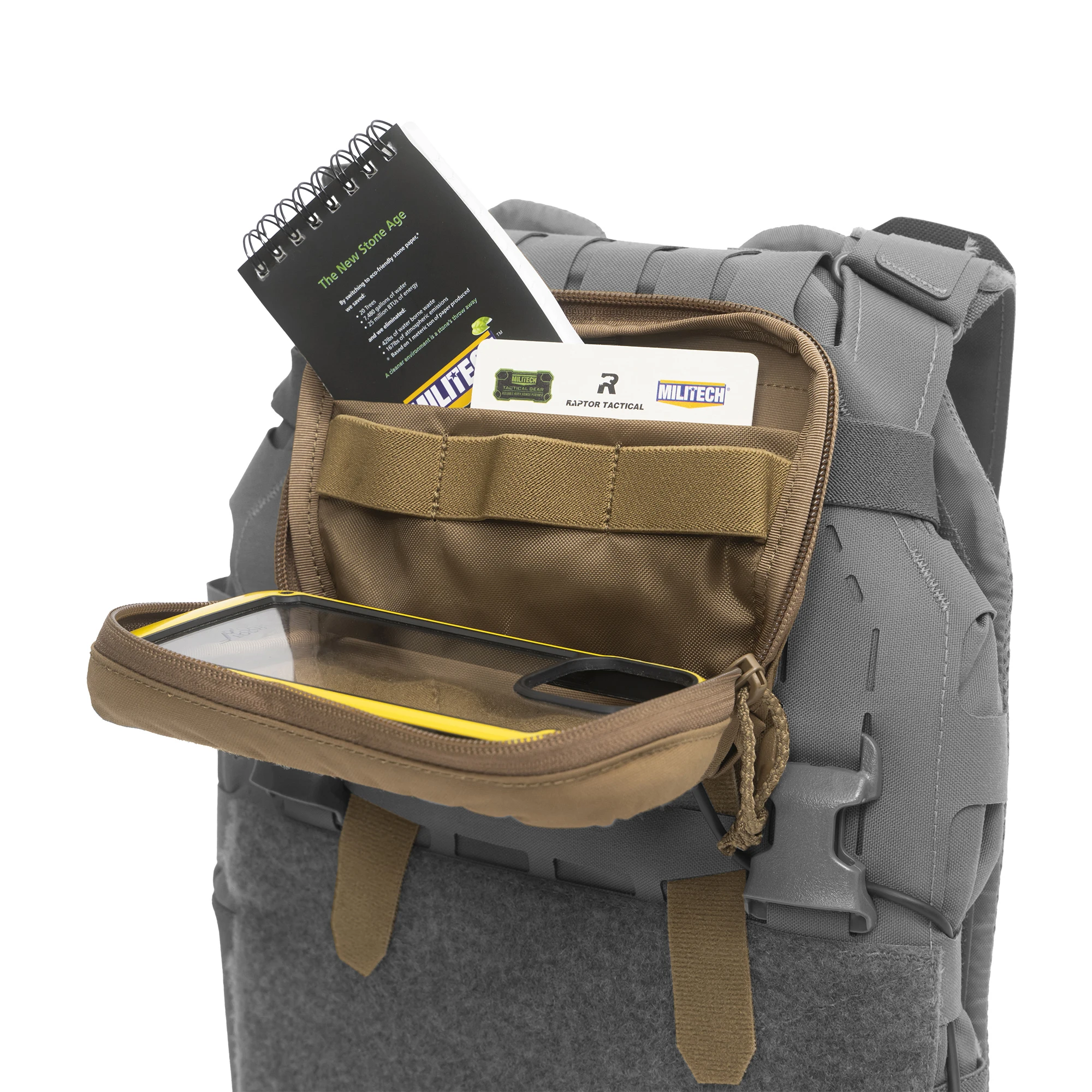 MILITECH Admin Pouch Platform Chest Map Pouch Phone Storage For ARC V2 Plate Carrier Tactical Vest One Wrap Cable Routing