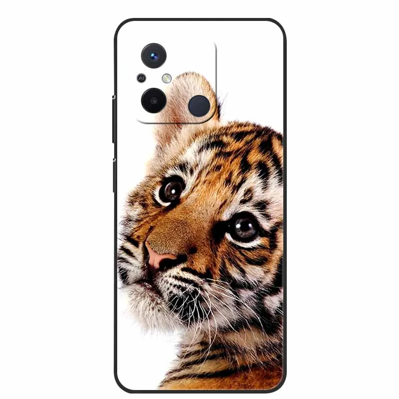 Black TPU Soft Cover with Wolf and Lion Design - Premium Silicon Bumper Case