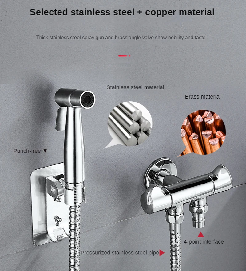 Ensemble De Pulvérisateur De Bidet - YOSOO - Hand Bidet Set - Acier Inoxydable - Blanc - G1/2