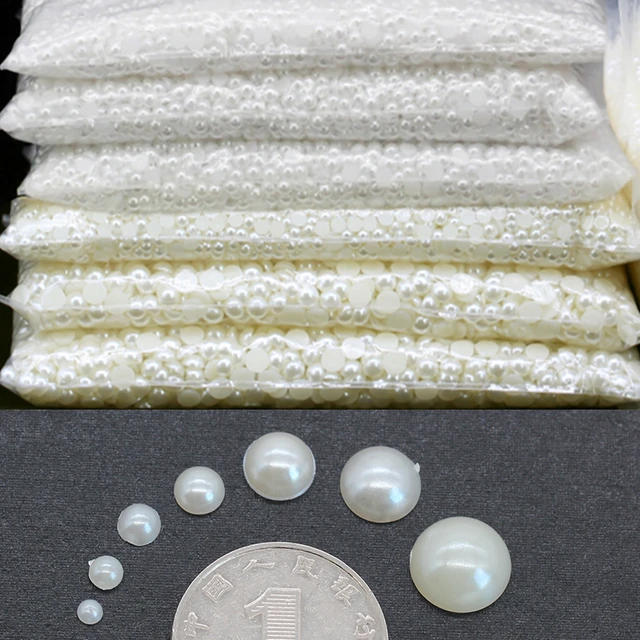 White Half Round Flatback Pearls mix sizes Imitation Pearl Beads Stone Flat  Back Glitters For Craft DIY Nail Craft Decoration - AliExpress