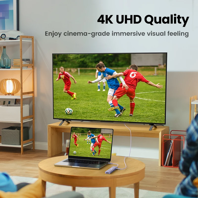 UGREEN USB C 허브 C타입 HDMI 어댑터, 맥북 아이패드 프로 에어 노트북용 도킹 USB-C 3.1 스플리터, 5 인 1, 4K30Hz, PD100W