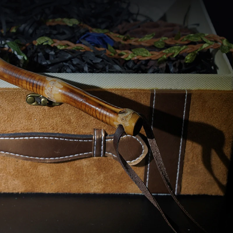 Bamboo Handle Genuine Leather Horse Whip Spanking Paddle for Equestrian Riding Equestrian Bat 50CM