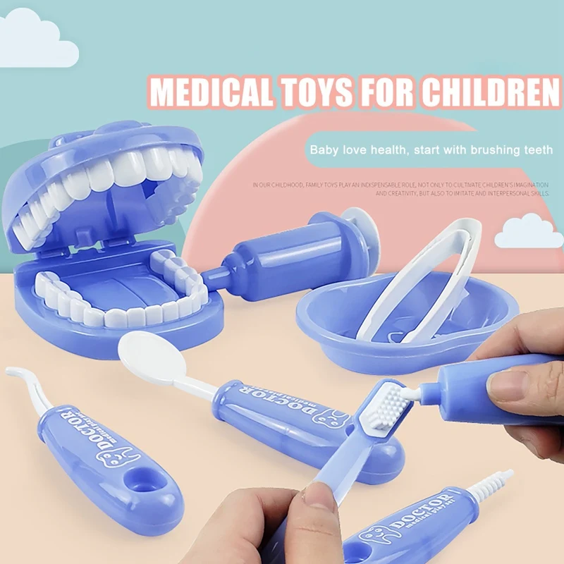 

9Pcs/Set Kids Medical Toy Dentist Check Teeth Model Set Medical Kit Educational Role Play Simulation Learing Toys For Children
