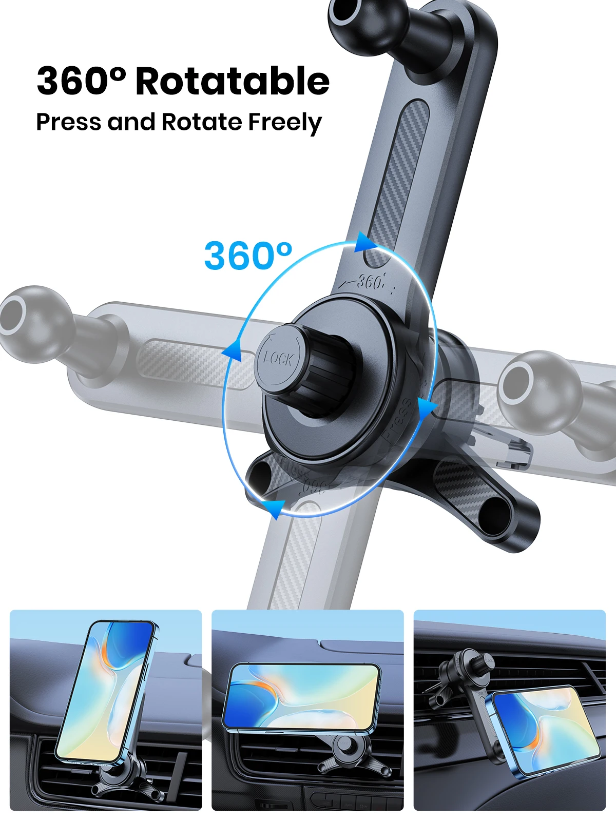 Fits MagSafe Car Phone Holder, Strong Magnetic Phone Holder for iPhone 15, Vent