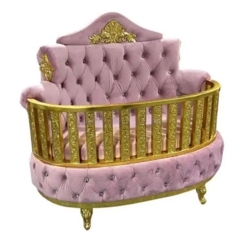 Luxury design baby crib with exquisite carving bed