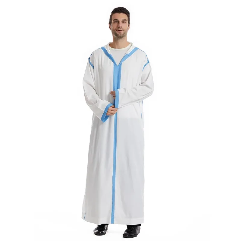 Eid Muslim Men Jubba Thobe Mens Hooded Long Dress Islamic Ramadan Long Robe Saudi Musulman Wear Abaya Caftan Dubai Arab Dress