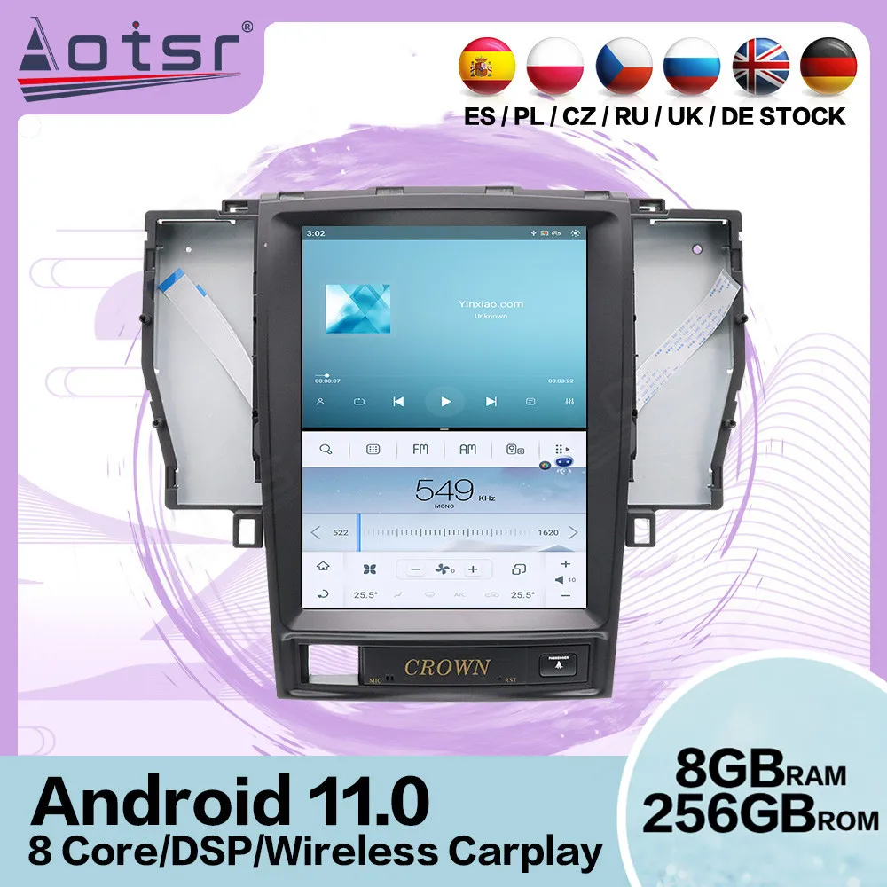 

12,1 дюймовый экран Tesla Android 11 автомобильный радиоприемник для Toyota Crown 2012 GPS навигация Сенсорный Стерео Радио авторадио головное устройство