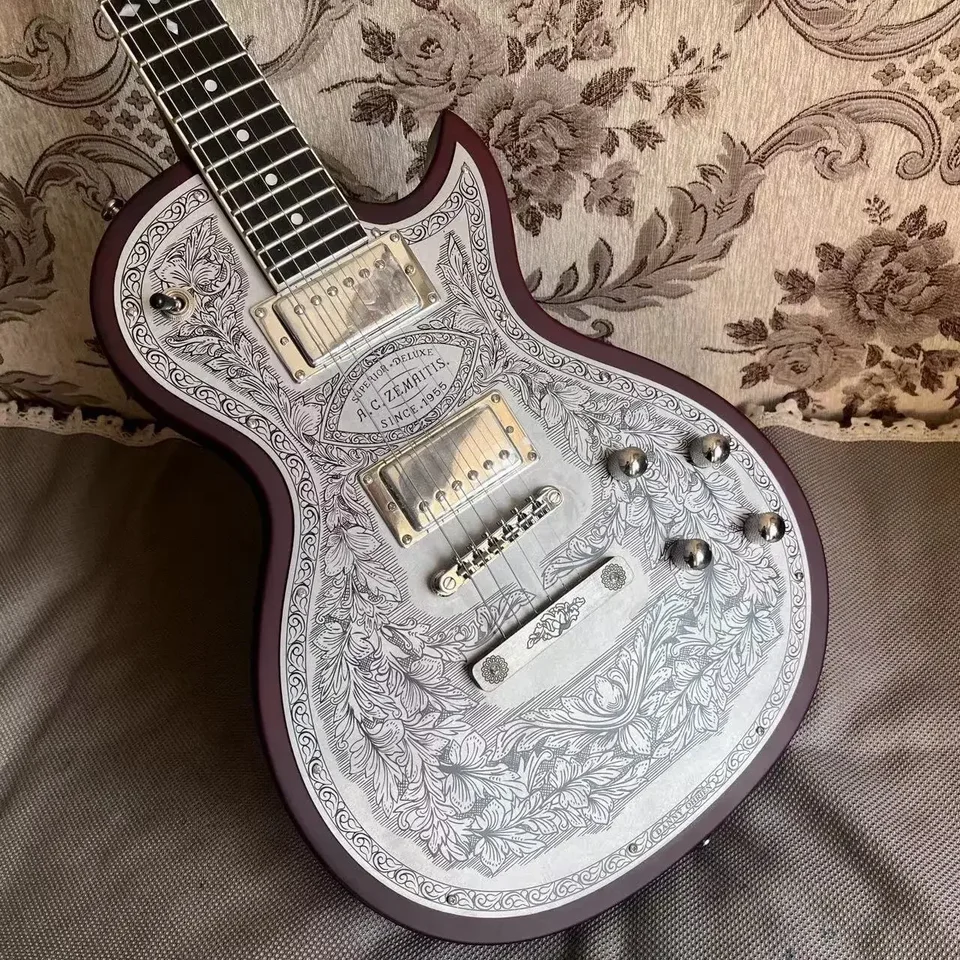 Custom ZEMAITIS Metal Front Electric Guitar Aluminum Plate for LP