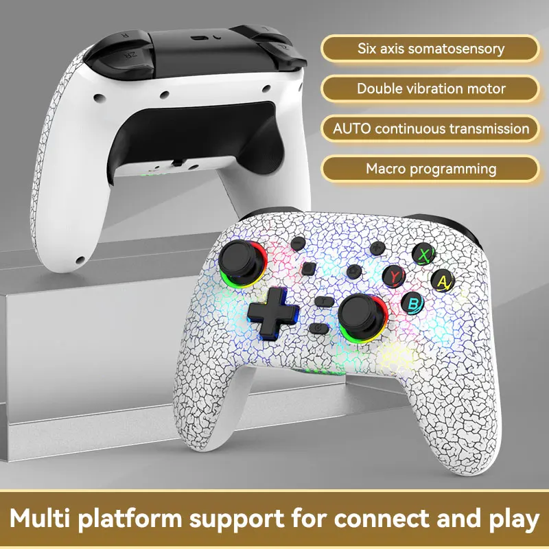 NEW Multi-Platform Wireless Gaming Controller for Switch Gamepad with LED Light Adjustable Vibration Joystick for Android/iOS/PC