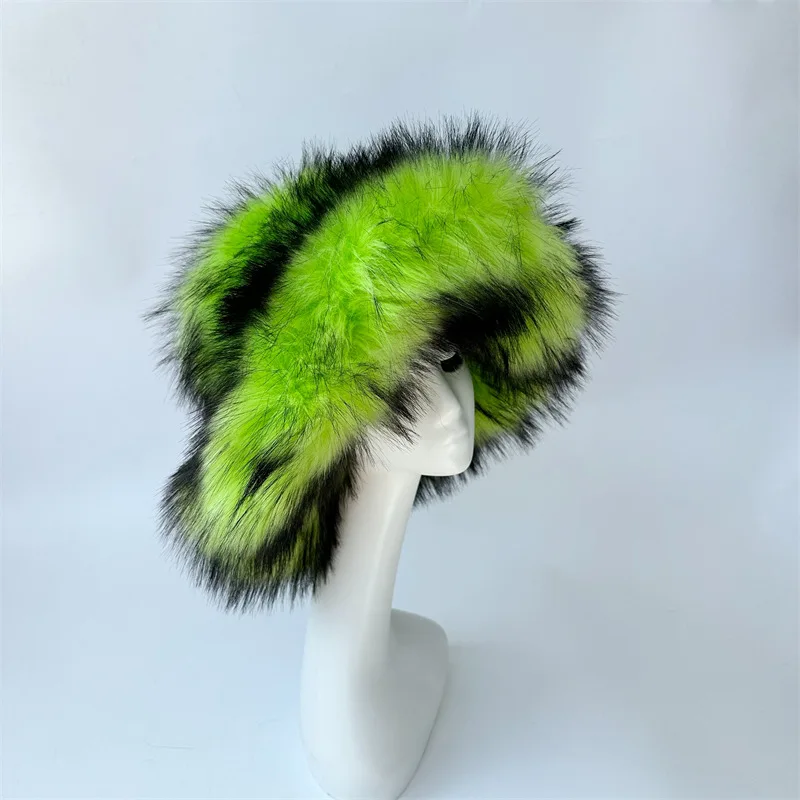 

Luxury Faux Fur Furry Bucket Hat Thick Warm Winter Hat Super Big Fisherman Hat Women Outdoor Ski Hat Panama Chapeau Homme