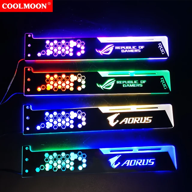 Coolmoon – Support de carte graphique RGB LED 25cm/28cm 5V, petit Support  GPU 4PIN VGA pour châssis d'ordinateur, accessoires PC - AliExpress